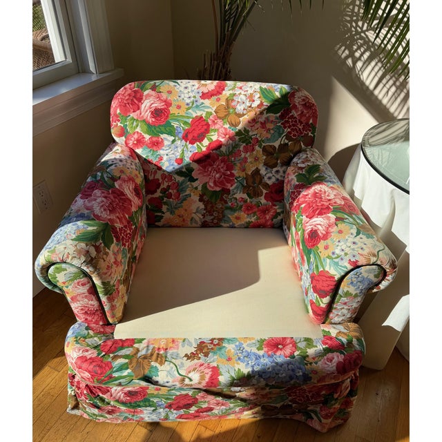 Custom Floral Upholstered Club Chair Attributed to Mario Buatta For Sale - Image 16 of 18