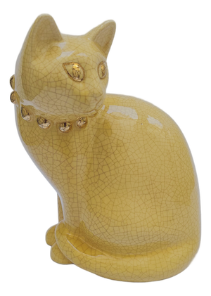 Large Mid-Century Ceramic Cat from Longwy, France
