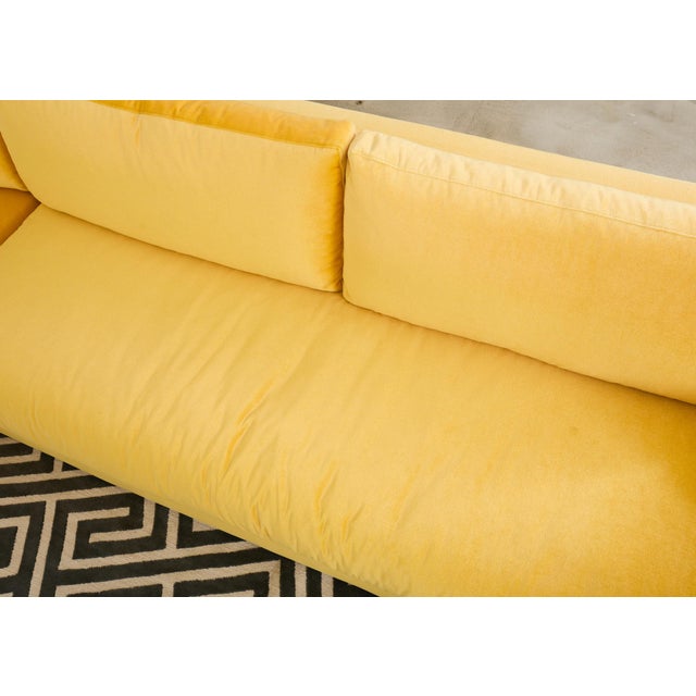 Yellow Bespoke Yellow Mohair Velvet Upholstered Sectional Sofa For Sale - Image 8 of 12