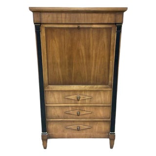 1970s Drexel Flip Down Walnut Secretary Desk For Sale