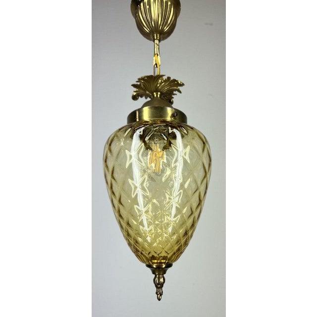Pendant Lamp in Brass and Yellow Glass For Sale - Image 6 of 11