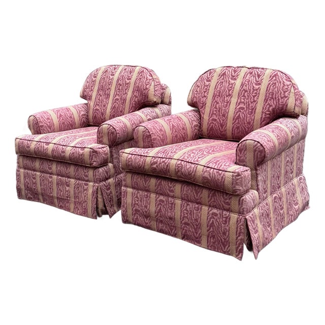 Vintage Ethan Allen Swivel Rocking Upholstered Chairs - A Pair For Sale