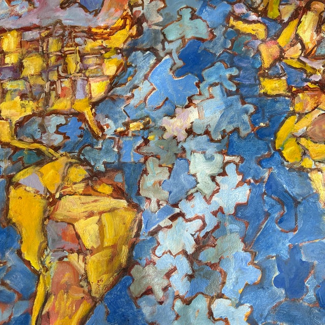 1970’s Original Surrealist Earth Puzzle Painting on Canvas For Sale - Image 4 of 6