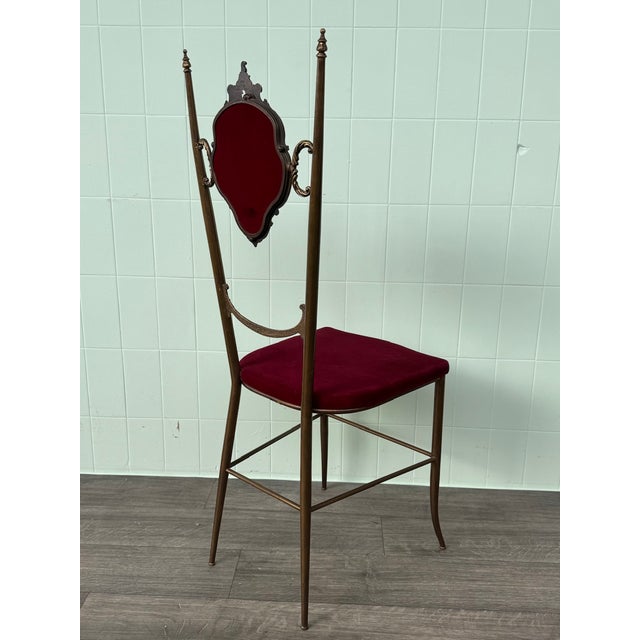 Vintage Chiavari Chair in Brass and Velvet, 1960s For Sale - Image 4 of 17