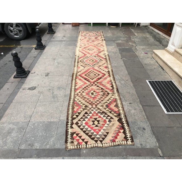 Handmade Vintage Tribal Long Runner Kilim Rug For Sale - Image 11 of 11