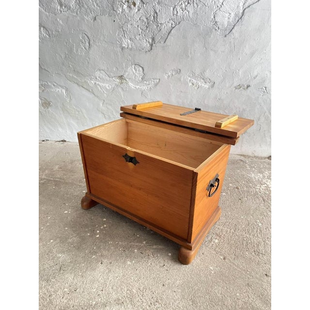 Mid-Century Swiss Pine Chest with Wrought Iron Fittings For Sale - Image 4 of 10