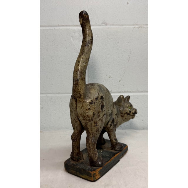 Rare Antique 1920's Hubley Manufacturing Company Heavy Cast Iron Cat Doorstop For Sale - Image 10 of 13