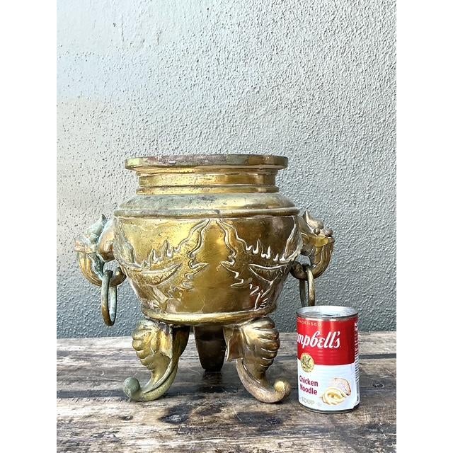 Vintage Asian Brass Dragon Cache Pot For Sale - Image 12 of 13