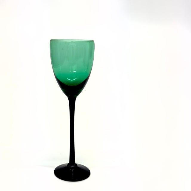 Glass Emerald Green Centerpiece Stemware Curation - Group of 5 For Sale - Image 7 of 11