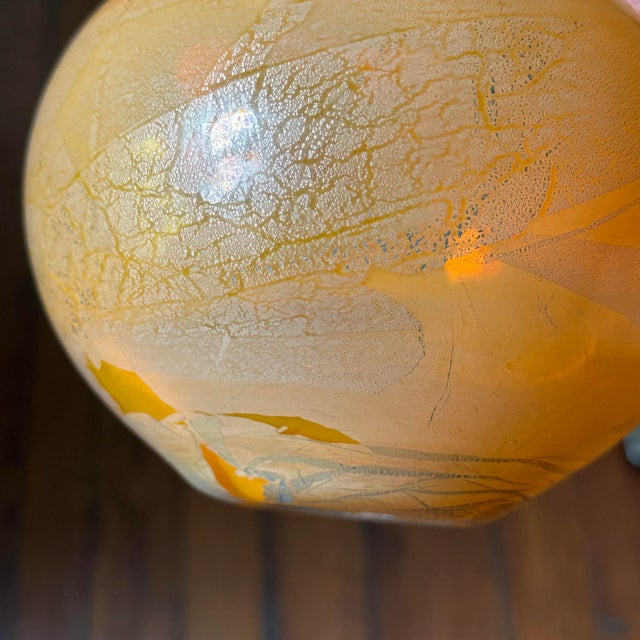 Vintage Italian Modernist Hand-Blown Orange Peach Glass Vase, Signed For Sale - Image 10 of 12