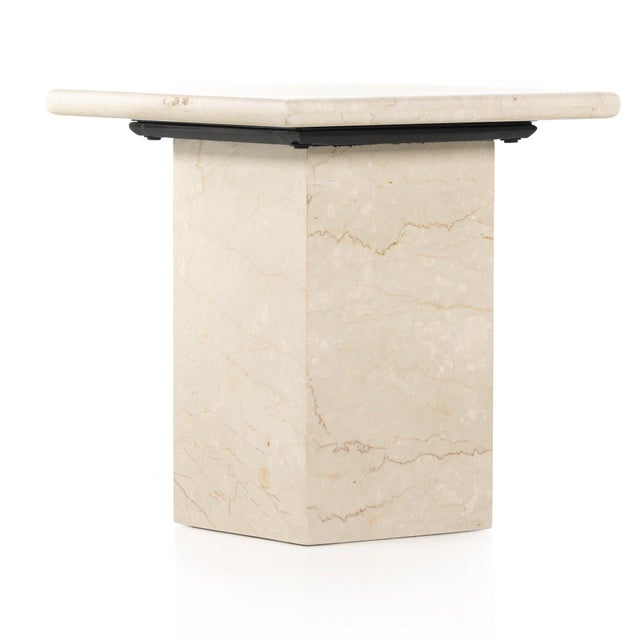 Stone Four Hands Arum End Table - Cream Marble For Sale - Image 7 of 12