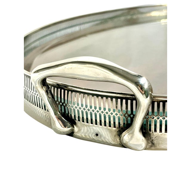 Antique Whiting Company Sterling Silver and Mahogany Gallery Cocktail Tray With Beveled Glass Insert For Sale - Image 10 of 18