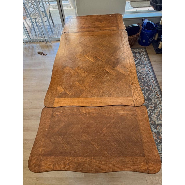 1946 Signed Marcel Bibaut French Oak Table - Authentic Modern Farmhouse - French Provincial Louis XV For Sale - Image 9 of 12