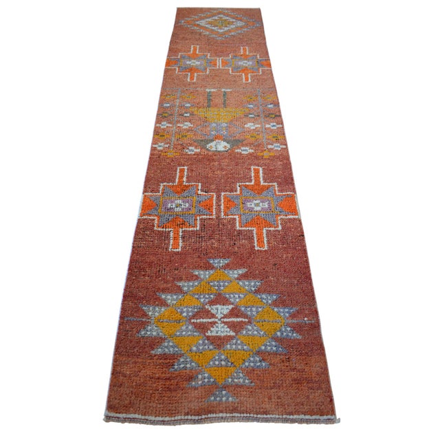 1960s Vintage Hand Knotted Turkish Runner For Sale - Image 10 of 15
