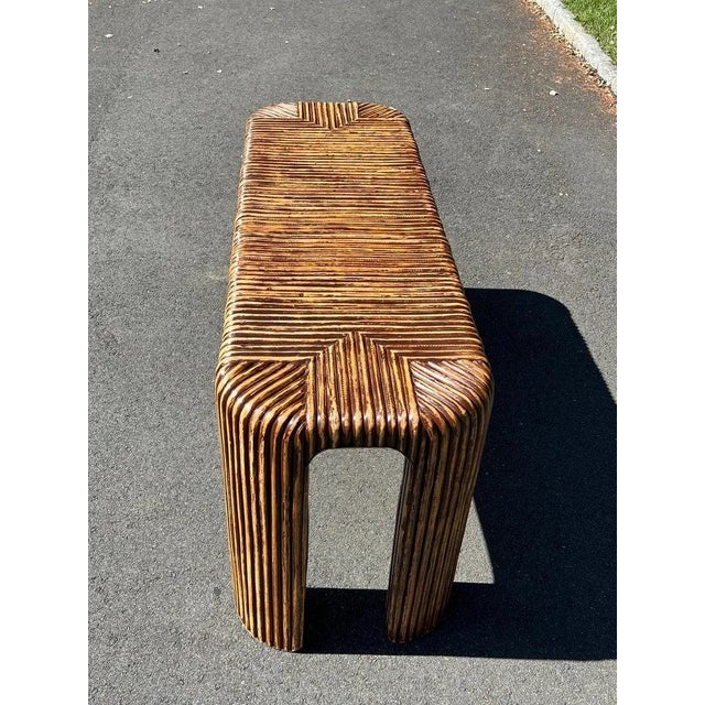 Wood Palm Beach Style Bamboo Console Table For Sale - Image 7 of 12