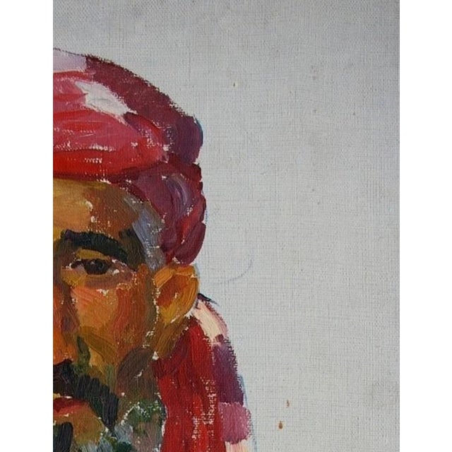 Realism 1970s Original Oil Portrait Painting, Man With Turban, Ukrainian Artist 50-38,5 For Sale - Image 3 of 6