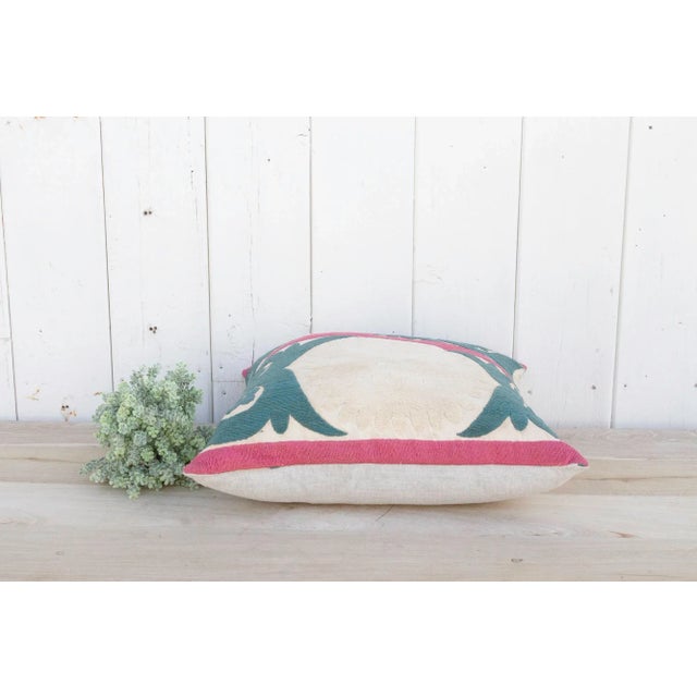 Summer Pink Vintage Suzani Pillow For Sale In Los Angeles - Image 6 of 9