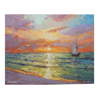 Original Oil Landscape of Sunset For Sale