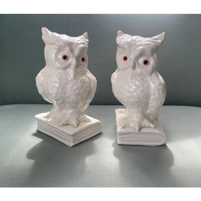 Mid 20th Century Vintage Ceramic Owl Bookends-A Pair For Sale - Image 5 of 8