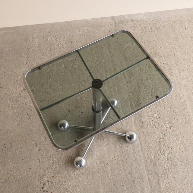 Space Age Side Table Space age side table / small console constructed from chromed steel with smoked glass top. Produced...