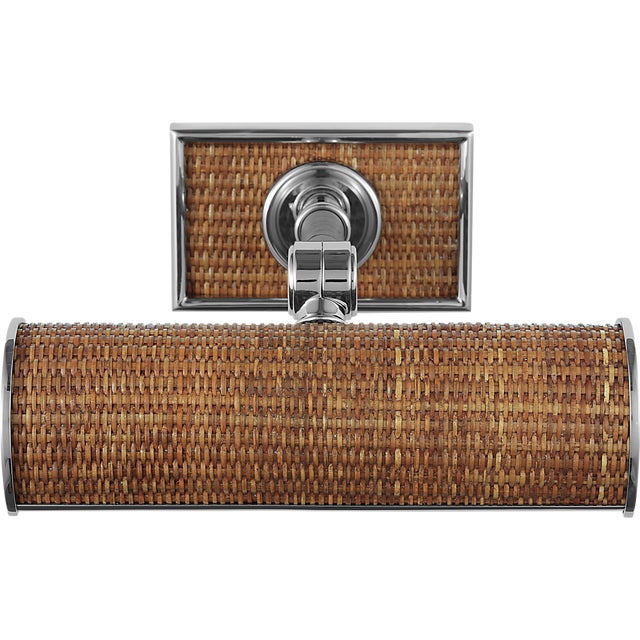 Halwell 8" Picture Light in Polished Nickel and Natural Woven Rattan Designer: Chapman & Myers Finish: Polished Nickel and...