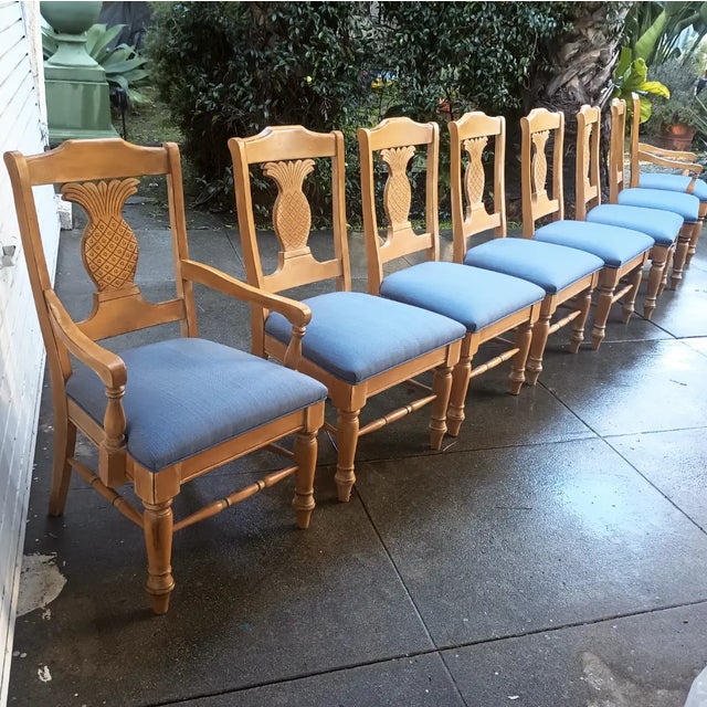 1990s Pineapple Carved Back Dining Chairs - Set of 8 For Sale - Image 12 of 12