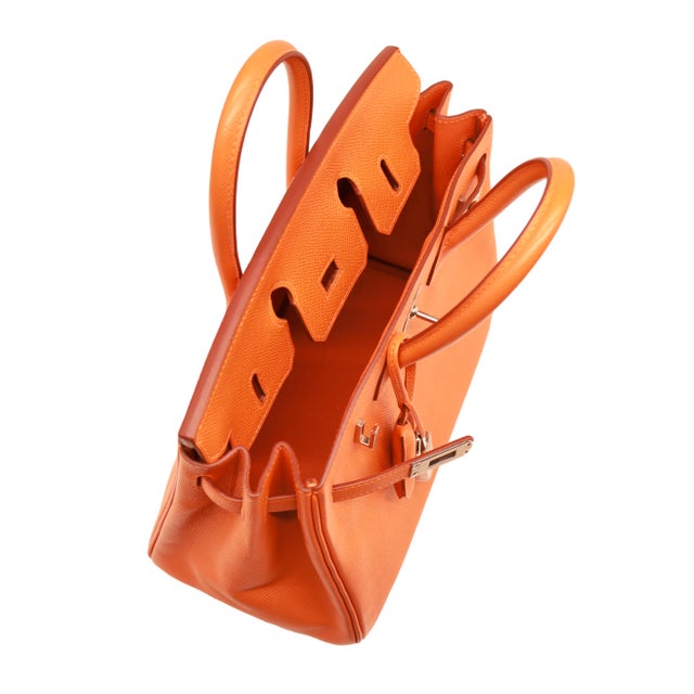 Hermès "Orange H" Epsom Leather 25cm Birkin Bag With Palladium Hardware, 2007. For Sale - Image 6 of 14
