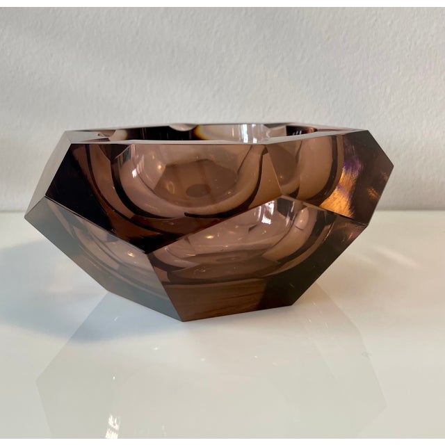 Glass Amethyst-Colored Faceted Murano Glass Ashtray, Italy, 1970s For Sale - Image 7 of 7