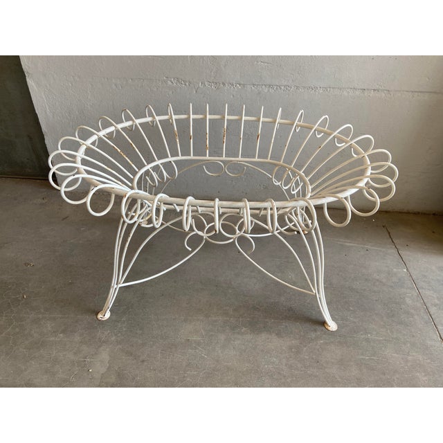 1960s Mid-Century Modern Italian Painted Iron Garden Table with Oval Glass Top, 1960s For Sale - Image 5 of 14