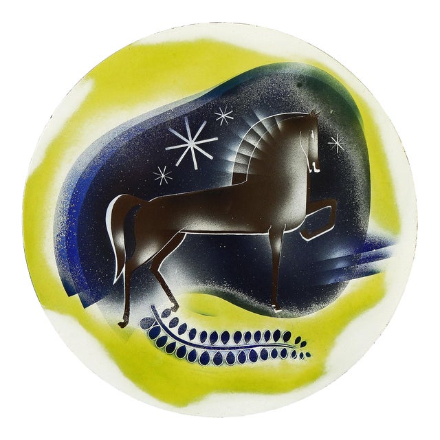 1930s Enamel on Metal Horse in the Midnight Sky by Edward Winter (1908-1976, Usa) For Sale