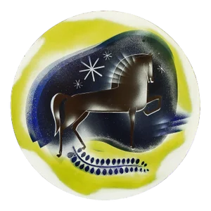 1930s Enamel on Metal Horse in the Midnight Sky by Edward Winter (1908-1976, Usa)