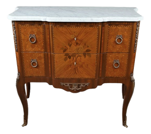 Mid-Century Louis XV-Louis XVI Transition Style Marquetry Commode