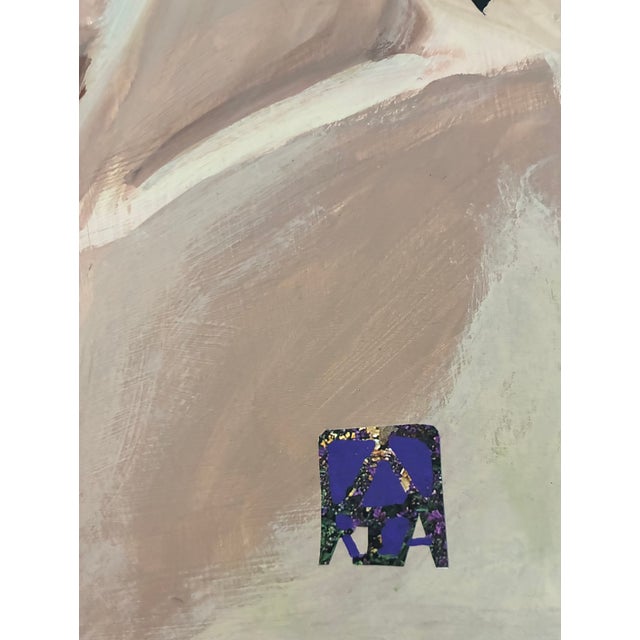 Scents Memory is a mixed-media collage of a romantic scene, with a dark-haired woman's profile rendered in naturalistic...