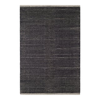 Dash & Albert by Annie Selke Herringbone Black Woven Cotton Rug, 2' x 3' For Sale