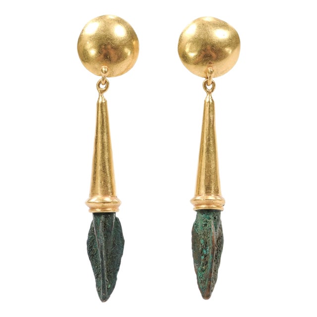 Ancient Roman Arrowhead Earrings W/ 21k, A Pair For Sale