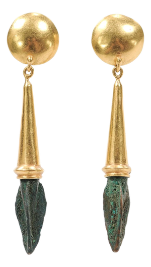 Ancient Roman Arrowhead Earrings W/ 21k, A Pair