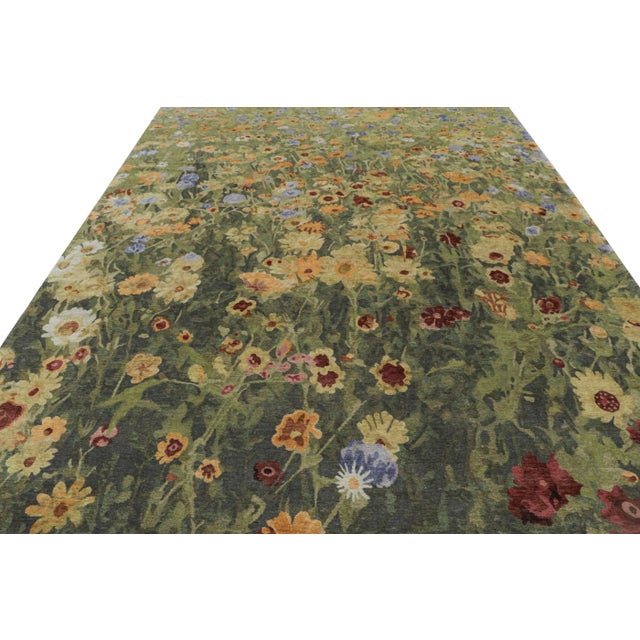 Contemporary Rug & Kilim’s Botanical Rug in Green With Floral Patterns - “Summer Dream” For Sale - Image 3 of 7