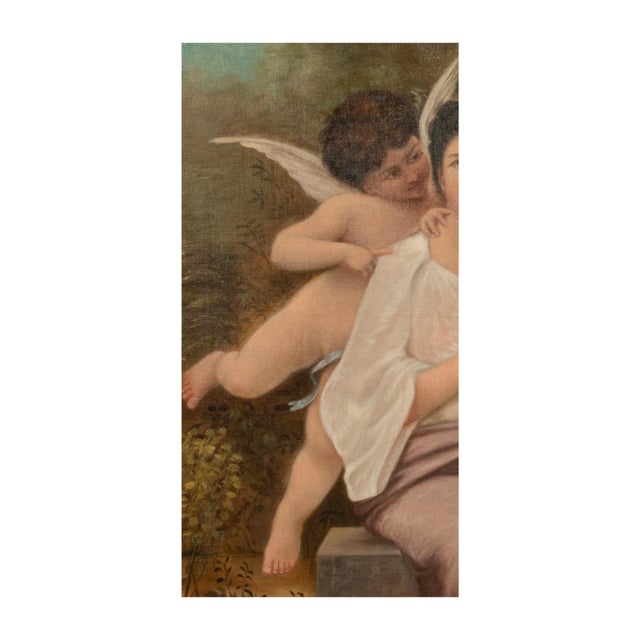 Large Antique French 19th Century Oil Canvas Painting "Hearts Awakening" Cherubs by William-Adolphe Bouguereau, 1892 For Sale In Portland, OR - Image 6 of 14