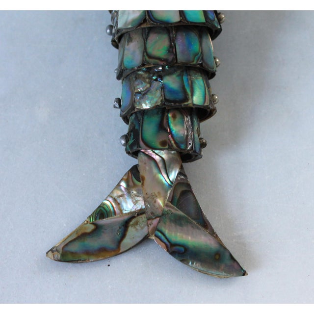 Vintage Articulated Fish Abalone Shell Bottle Opener For Sale In Milwaukee - Image 6 of 7