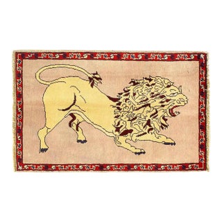 Pasargad DC Animal Pictorial Lion Hand Knotted Rug For Sale