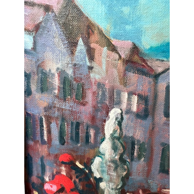 Rustic European Framed European Mountain Village Oil Painting, Signed "Kyung" For Sale - Image 3 of 15