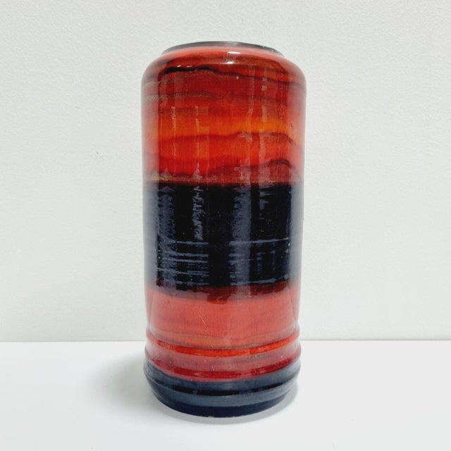 1960s Vintage Bohemian Black and Red Ceramic Vase, 1960s For Sale - Image 5 of 9