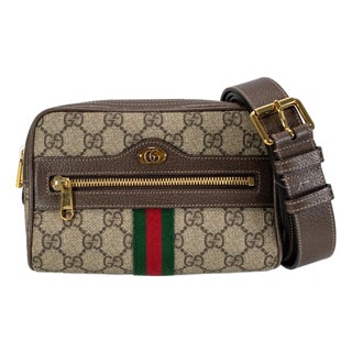 Gucci Small Gg Supreme Brown Monogram Ophidia Belt Bag For Sale