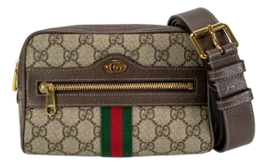 Gucci Small Gg Supreme Brown Monogram Ophidia Belt Bag