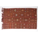 Mid 20th Century Handwoven Brown Tribal Rug With Colorful Motifs For Sale