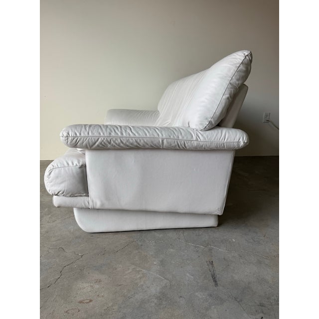 Natuzzi Italian Postmodern White Leather Loveseat For Sale - Image 9 of 12