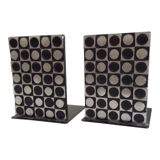 Op to Pop Mid-Century Modern Graphic Bookends - a Pair For Sale