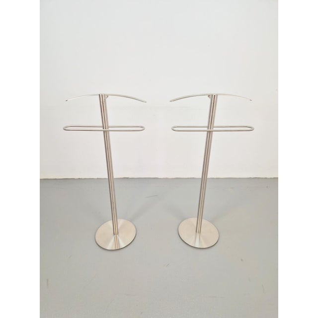Set of 2 Postmodern Zack Servero Design Stainless Steel Metal Clothes Butler, Valet Stand Hanger, Germany '90s Zack...