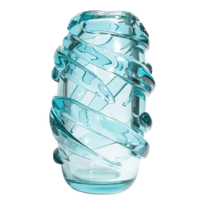 Hand Blown Murano Gomitolo Vase in Aqua Blue Medium