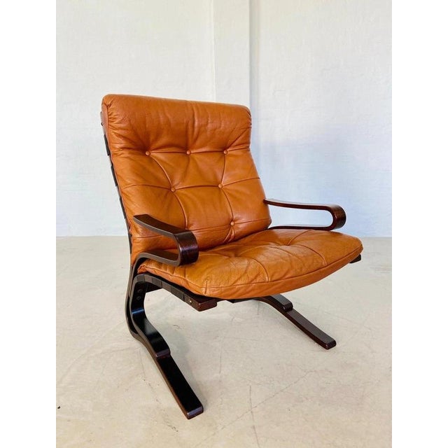 Norwegian Cognac Leather Lounge Chair by Oddvin Rykken, 1960s For Sale - Image 3 of 13